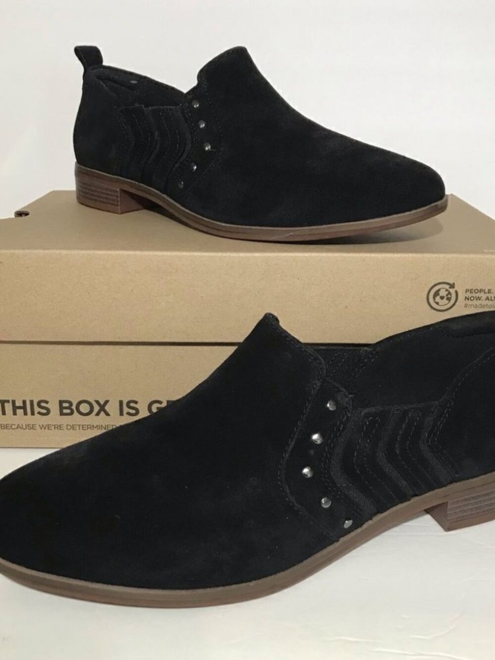 Clarks Trish Bell Studded Suede Slip-On Booties